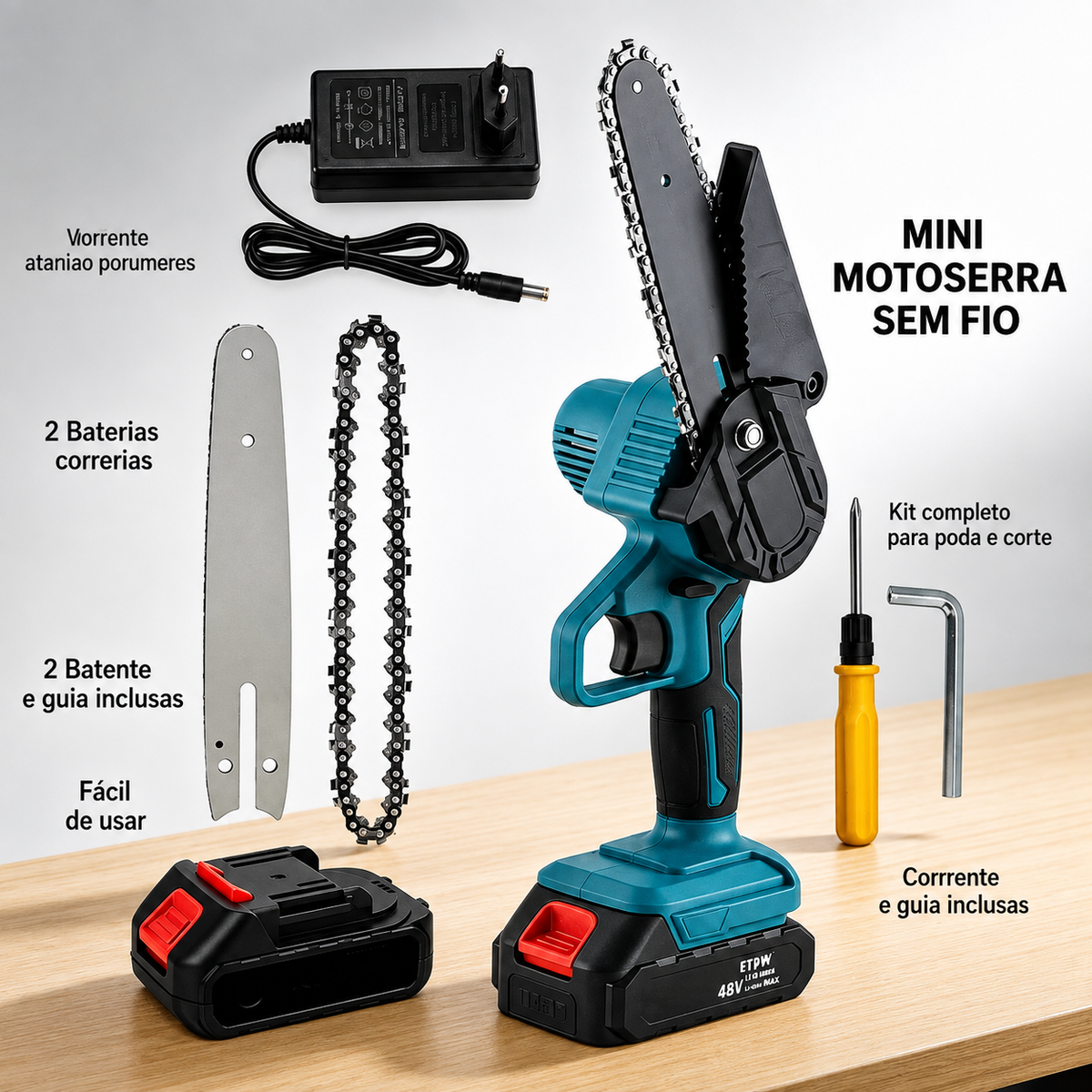 Mini Motosserra Elétrica 48V